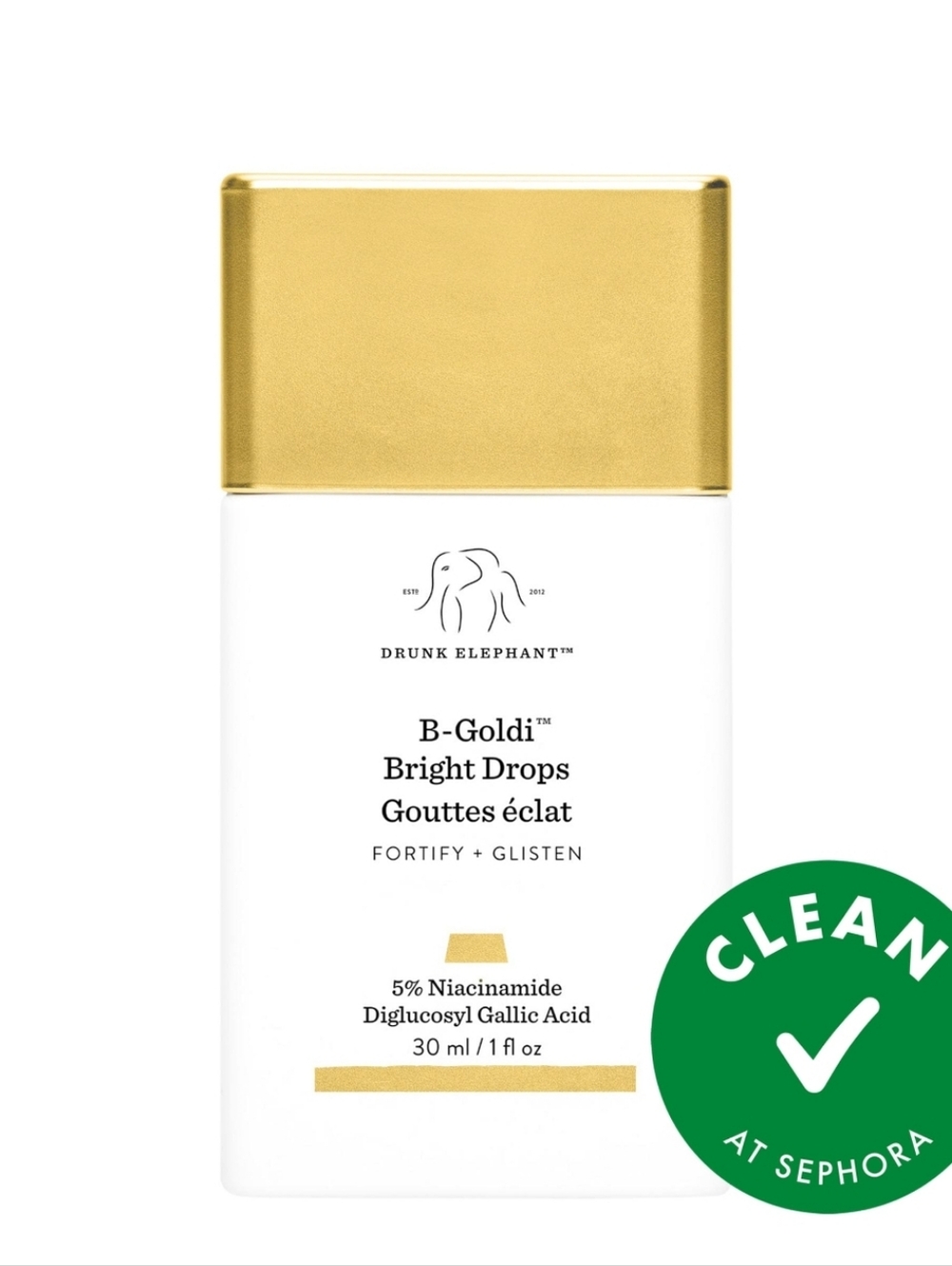 Drunk Elephant B-Goldi Bright Drops - White and Gold Accents